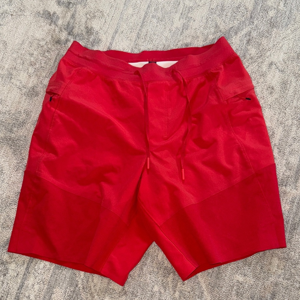 Lululemon Athletica Red Mesh-Lined Swim Shorts